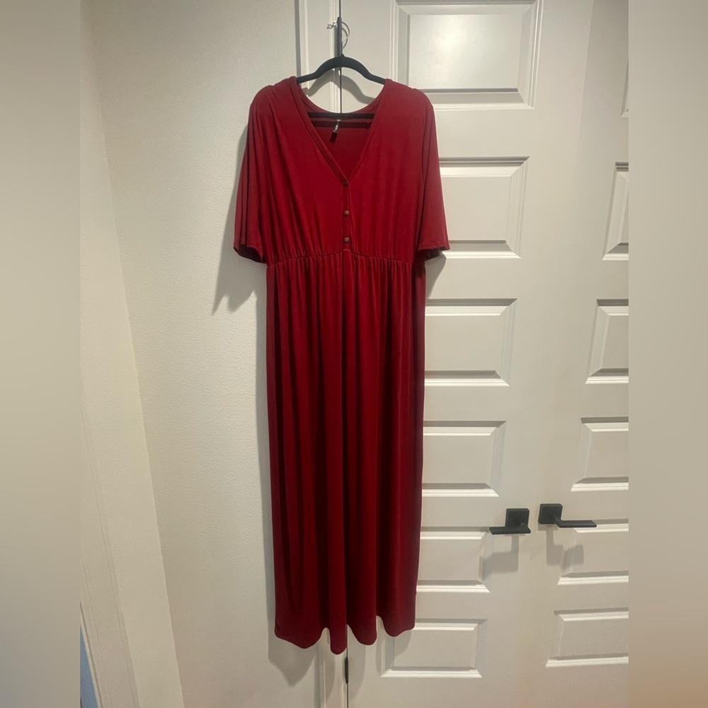ALLGRACE Maroon Maxi Dress Size 2XL Plus size - Picture 6 of 9